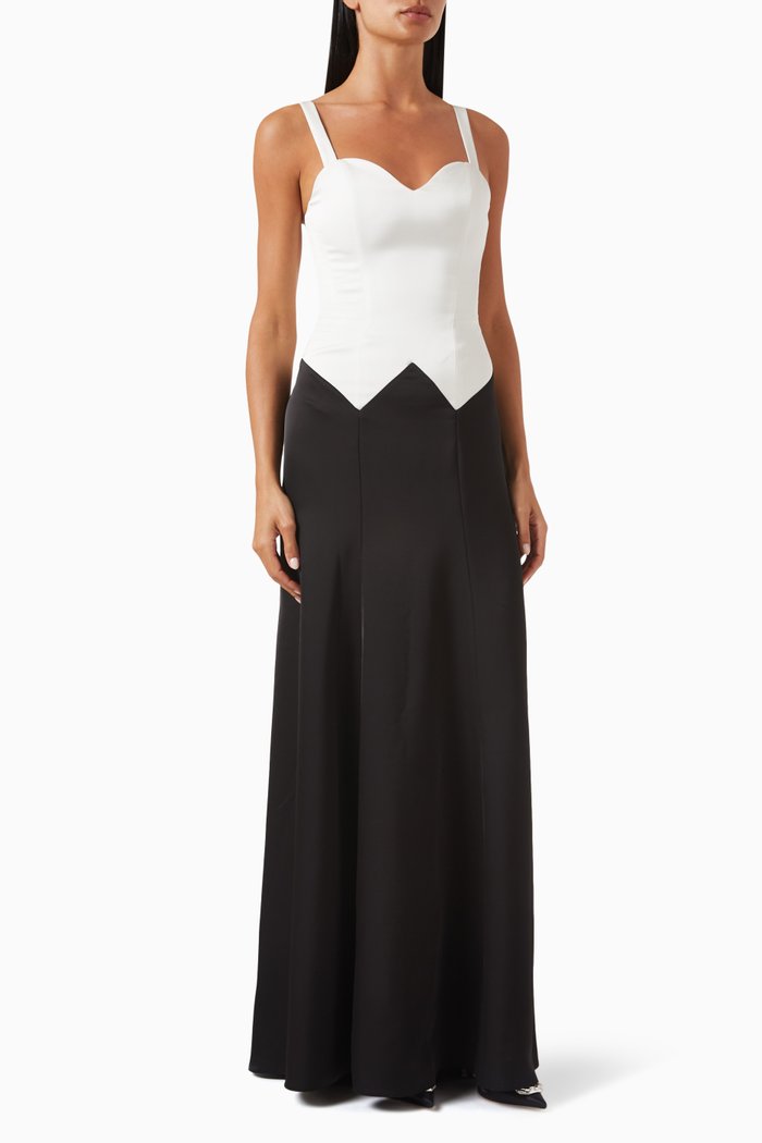 

Two-tone Maxi Dress in Satin, Multicolour