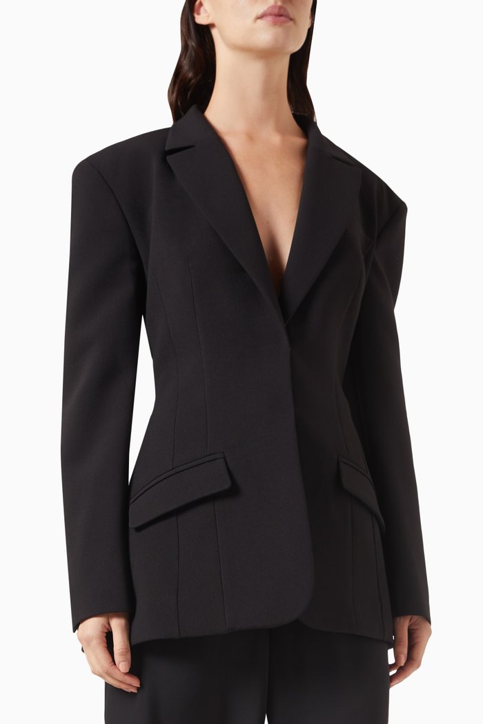Open-back Blazer, Black