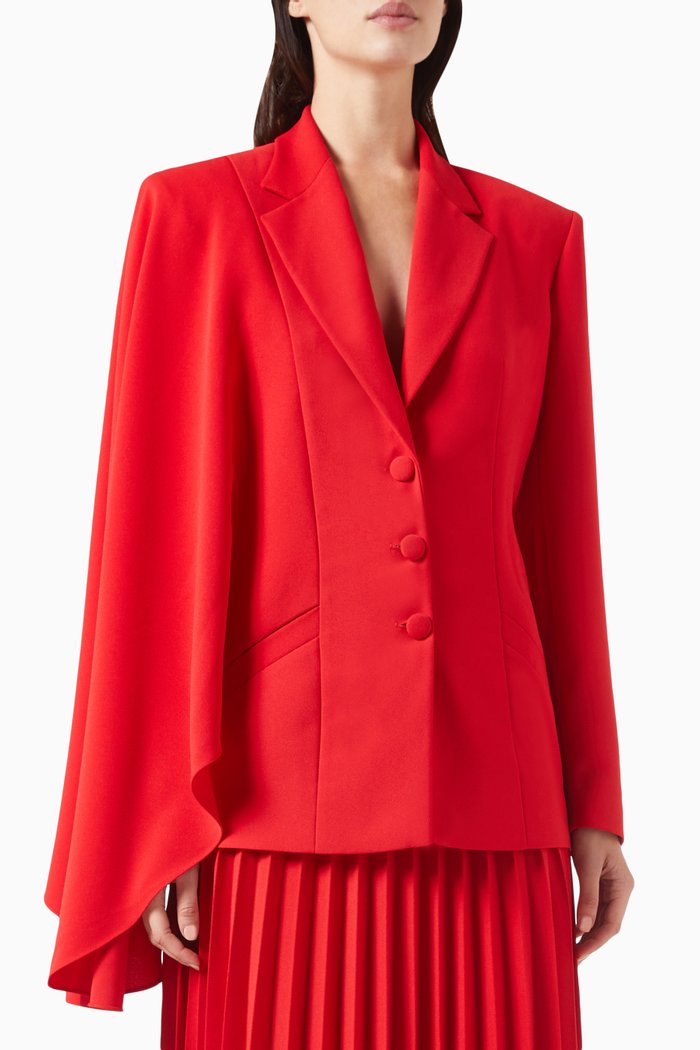 

Cape-sleeve Blazer in Viscose, Red