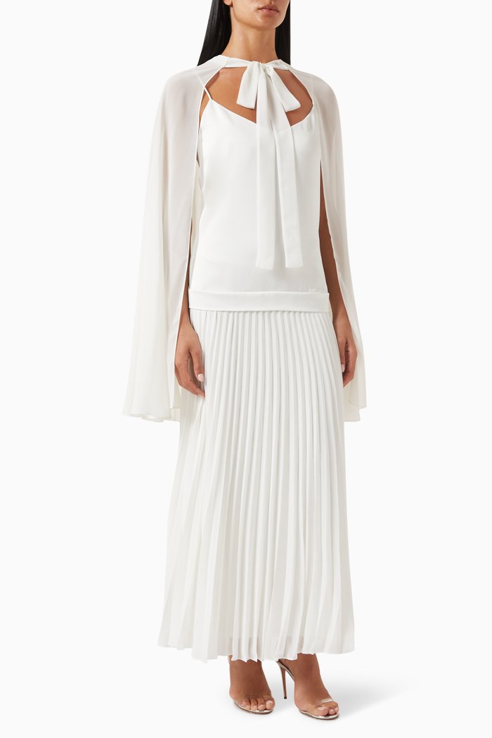 

Cape Maxi Dress in Chiffon, White
