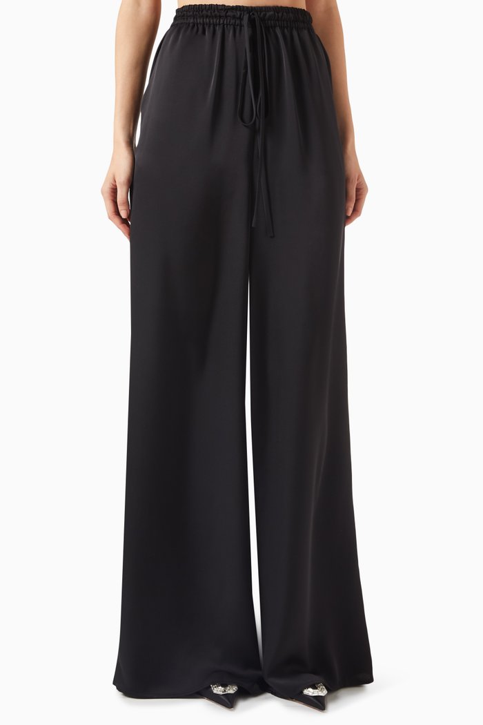 

Wide-leg Pants in Satin, Black