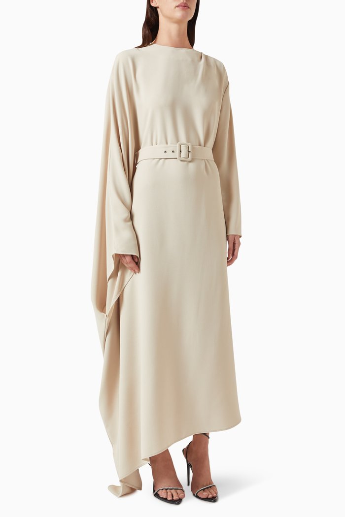 

Joan Cape-sleeve Dress in Viscose, Neutral