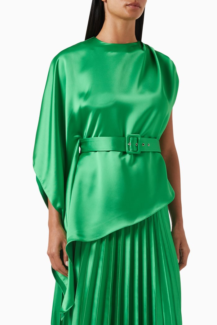 

Cape-sleeve Top in Viscose, Green