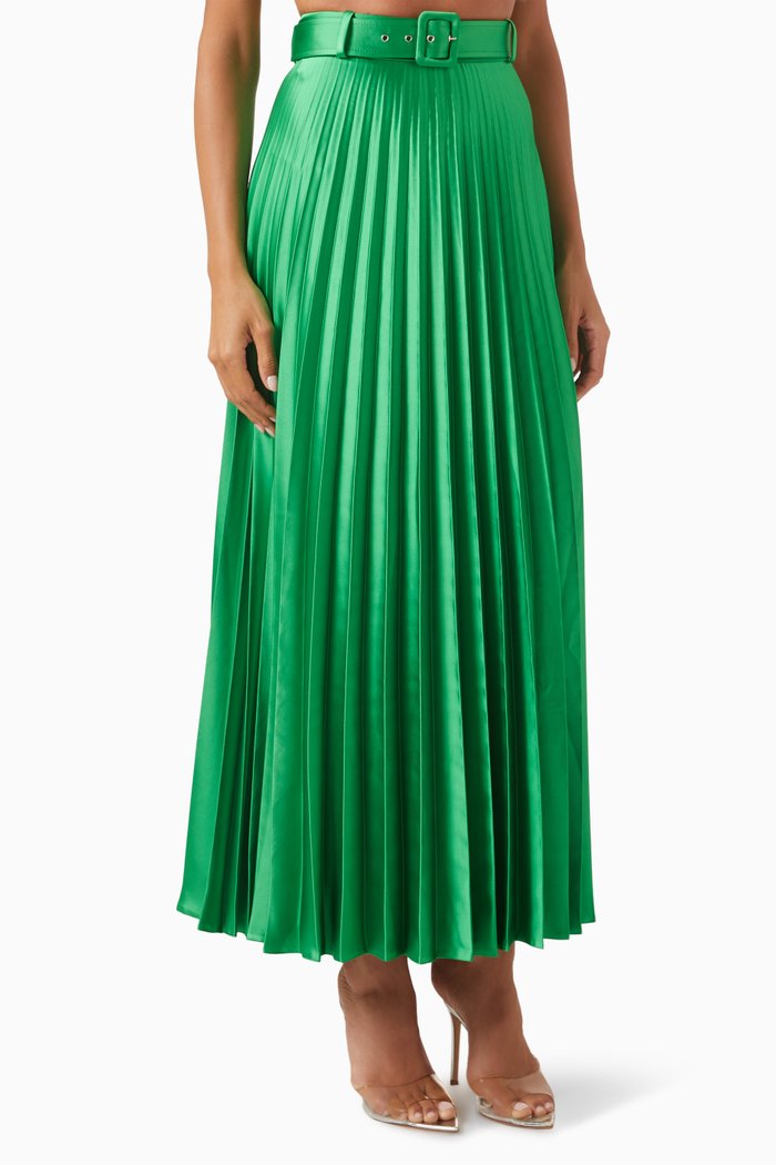 

Pleated Maxi Skirt, Green