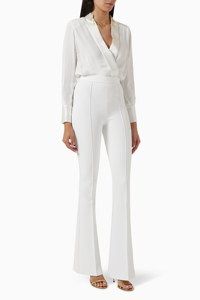 

Collared Jumpsuit in Crepe, White