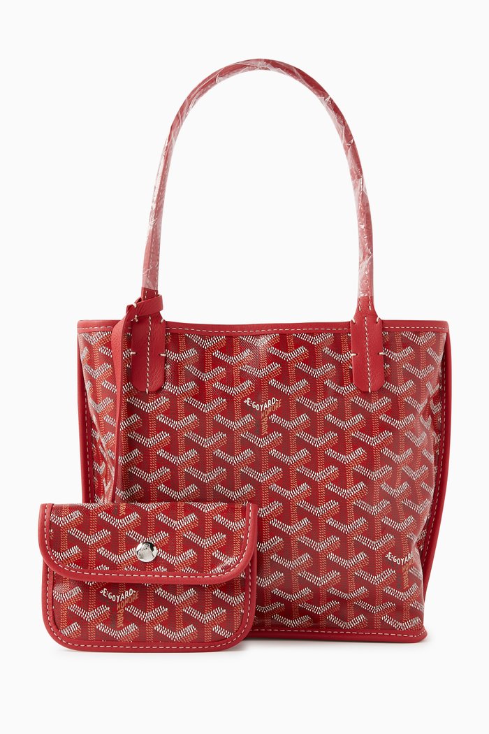 

Unused Anjou Mini Tote Bag in Goyardine Canvas, Red