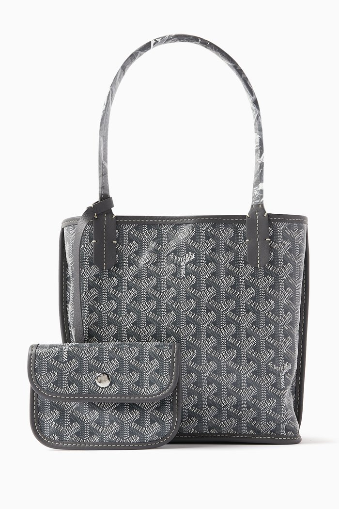 

Unused Anjou Mini Tote Bag in Goyardine Canvas, Grey