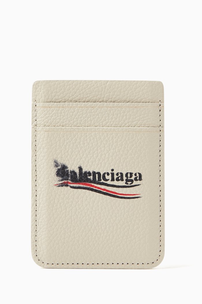 

Cash Magnet Card Holder in Grained Calfskin, White