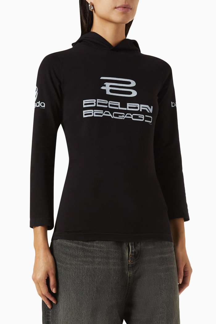 

AI Generated Hooded T-shirt in Stretch-jersey, Black