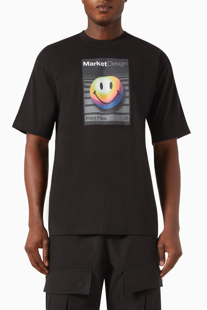 

Smiley Analogue T-shirt in Cotton, Black