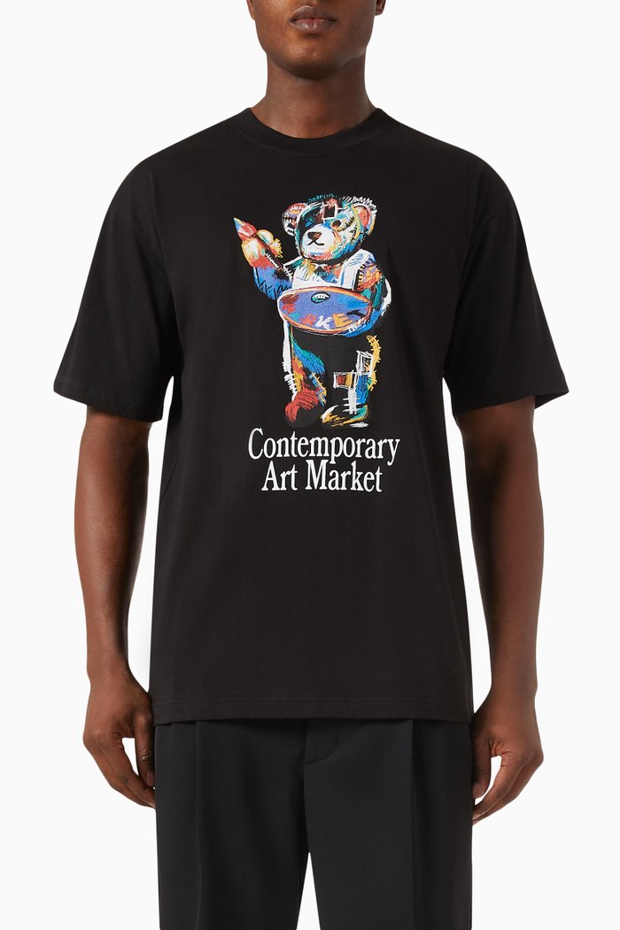 

Art Market Bear T-Shirt in Cotton, Black