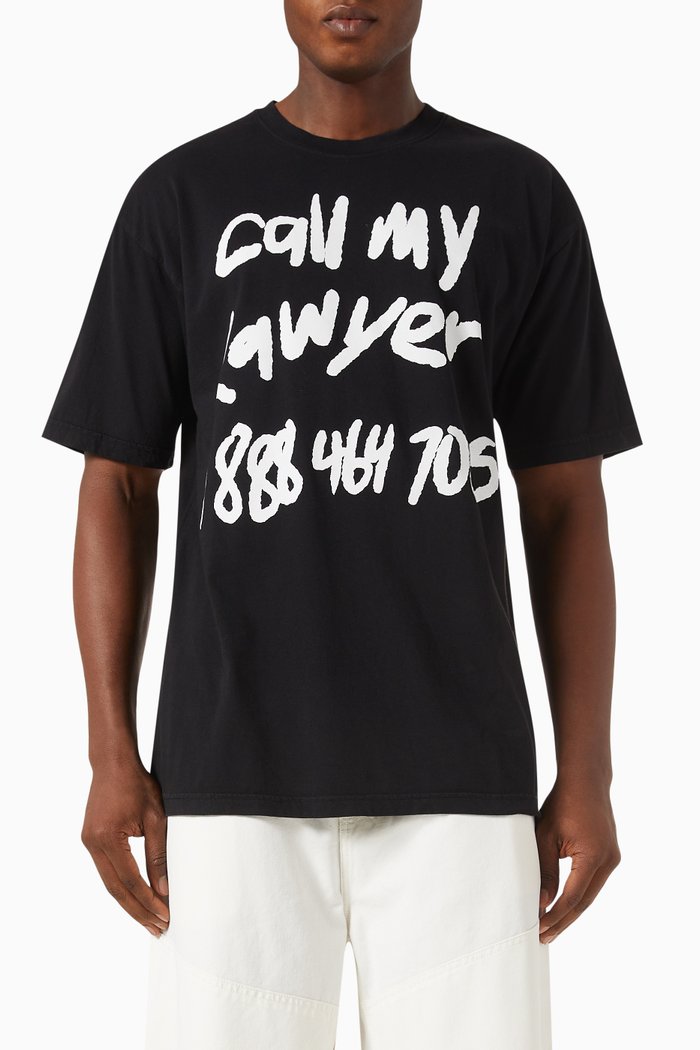 

Scrawl My Lawyer T-shirt in Cotton, Black