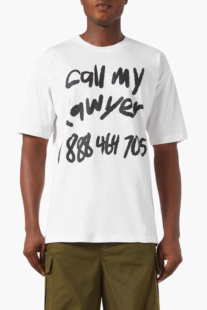 

Scrawl My Lawyer T-shirt in Cotton, White