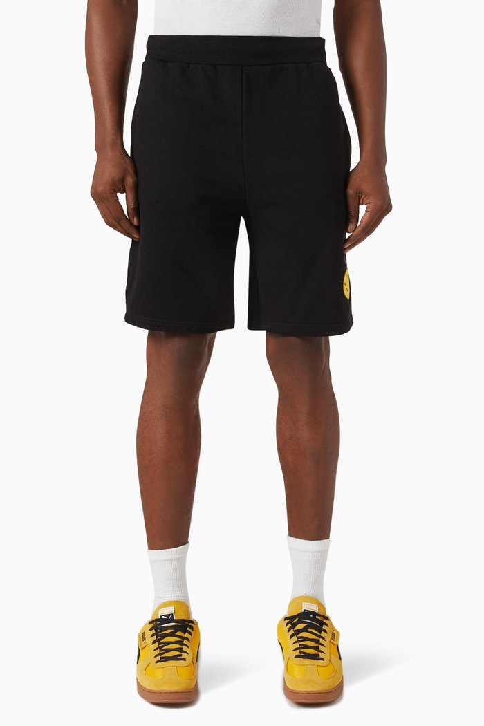 

Smiley Vintage Sweatshorts in Cotton, Black