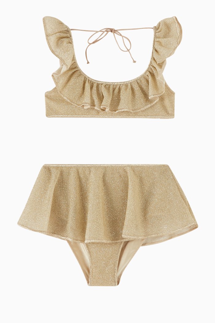 

Osemini Lumiere Two-piece Bikini in Glitter Nylon, Gold