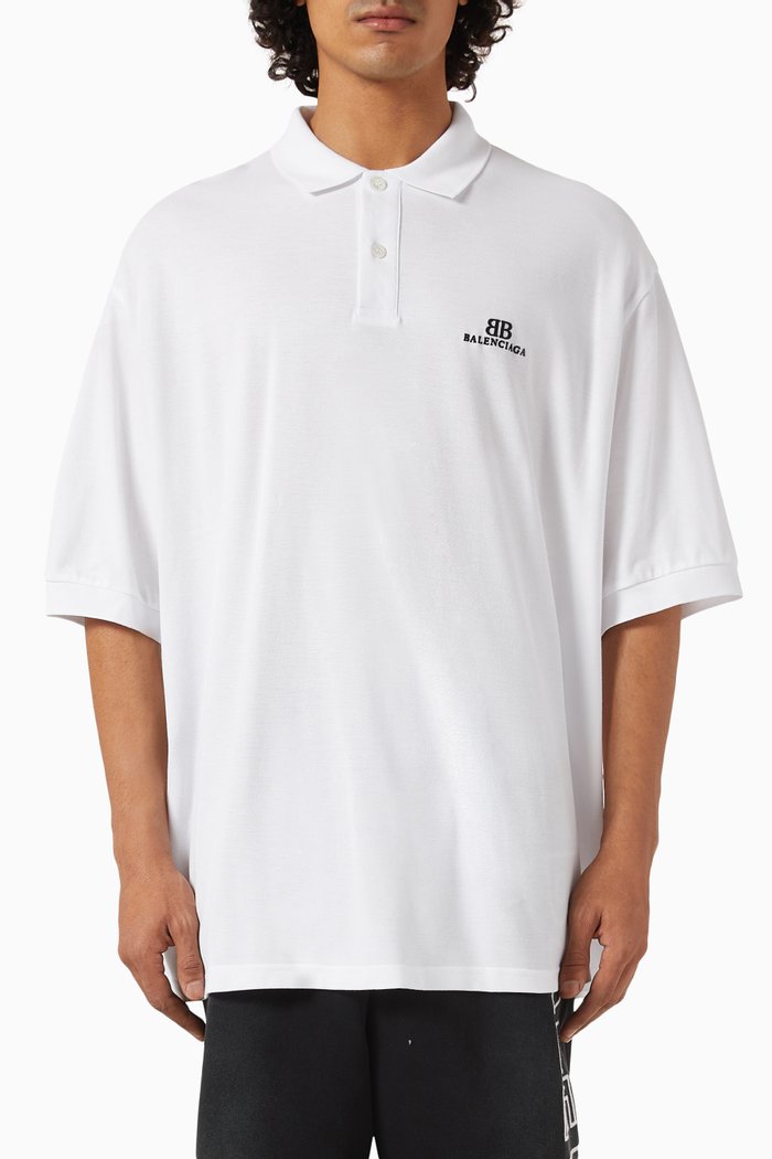 BB Classic Oversized Polo Shirt in Cotton-piqué, White