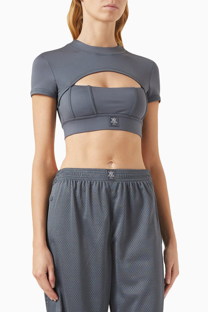 Kit Bra Top in Recycled Polyester, Grey