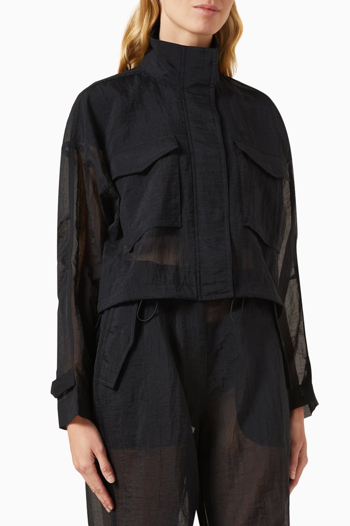 

Shiloh Cropped Surplus Jacket in Sheer-cotton, Black