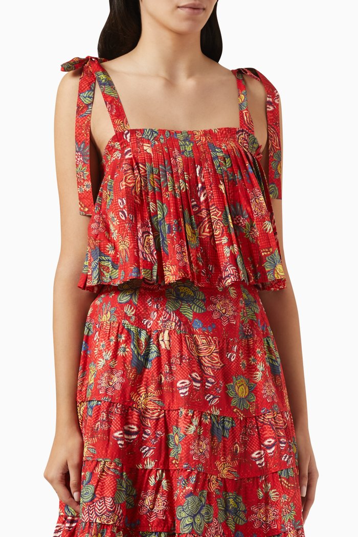 

Ivy Cropped Tank Top in Cotton, Red