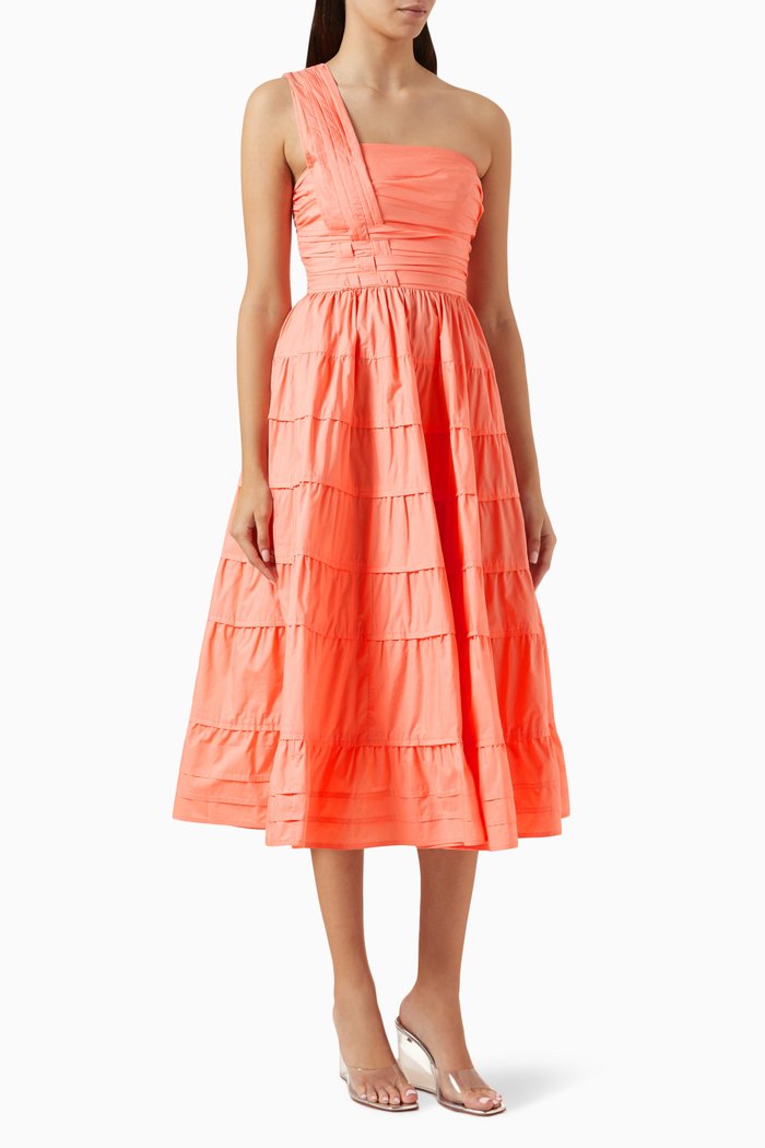 Ellie Midi Dress in Cotton Poplin, Pink