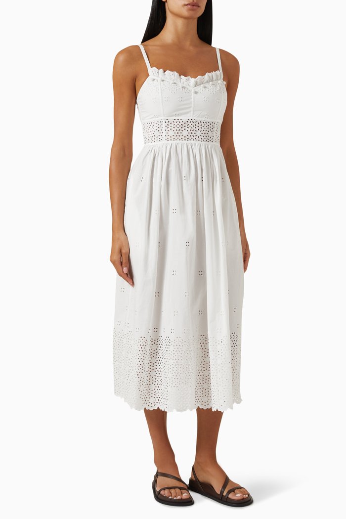 Celestia Midi Dress in Cotton, White