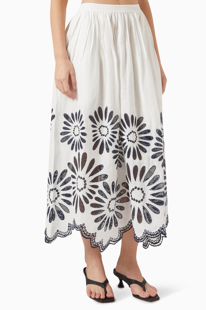 

Annisa Petal Midi Skirt in Linen-blend, White