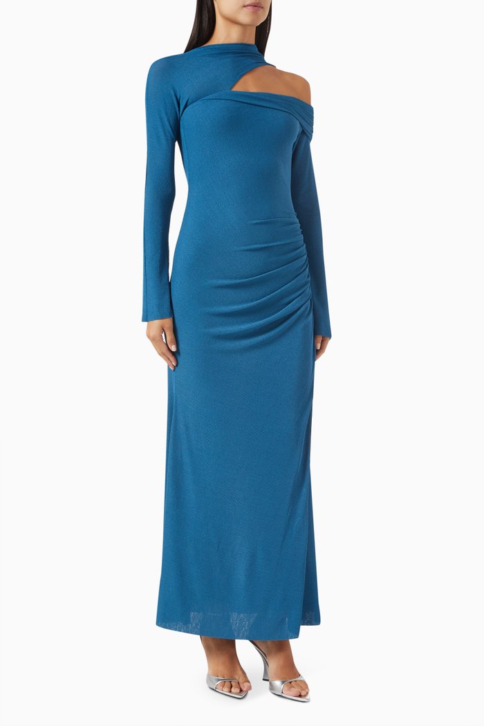 

Natasha Aris Cut-out Maxi Dress in Jersey Knit, Blue