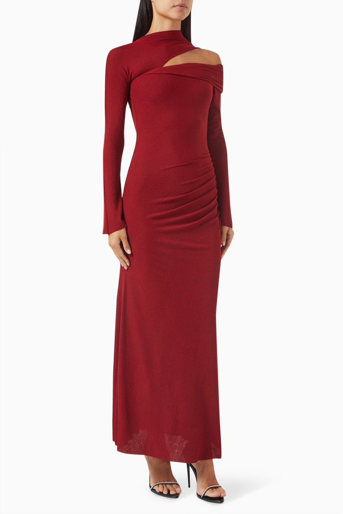 

Natasha Aris Cut-out Maxi Dress in Jersey Knit, Red