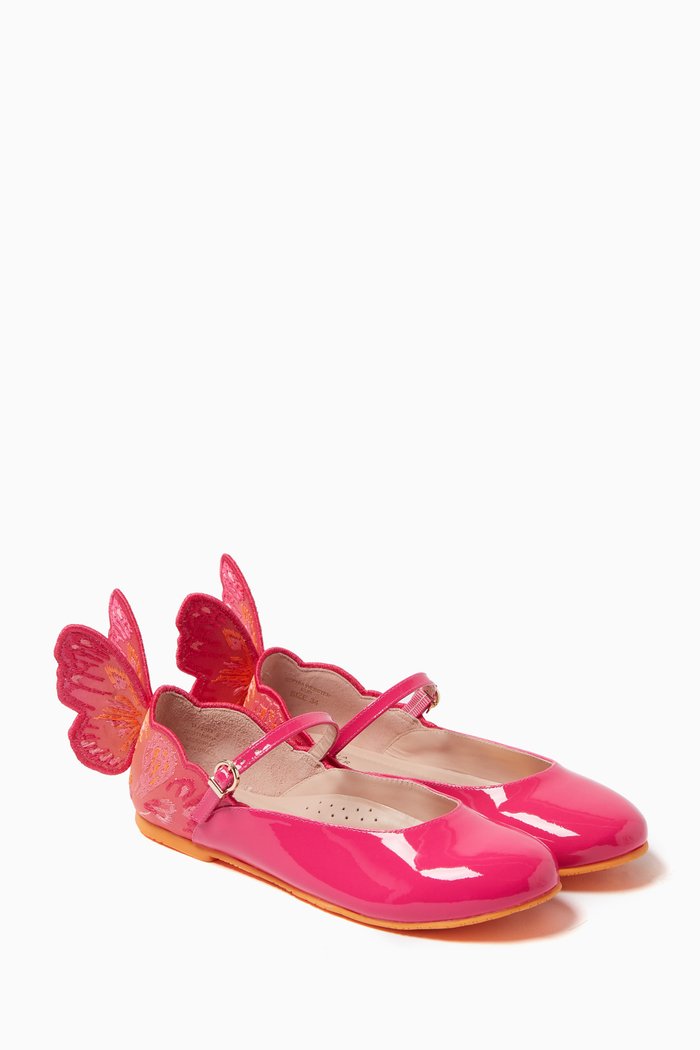

Butterfly Ballerina Flats in Leather, Pink