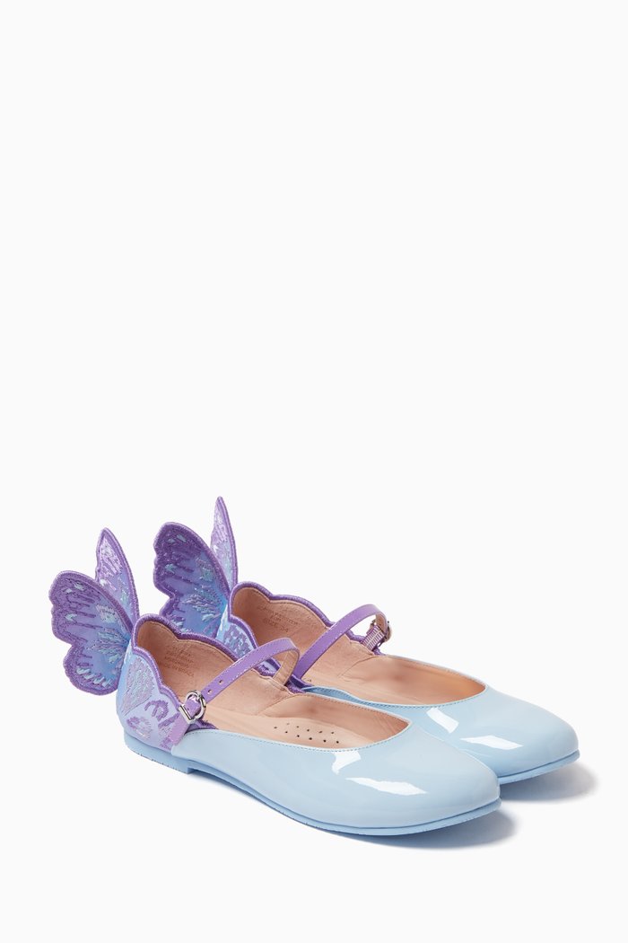 

Butterfly Ballerina Flats in Leather, Blue