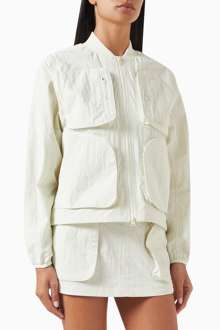 Brecken Utility Bomber Jacket in Nylon, Neutral