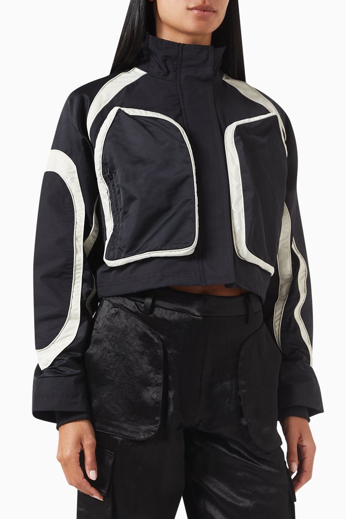 

Sora Seamed Jacket in Cotton-blend, Black