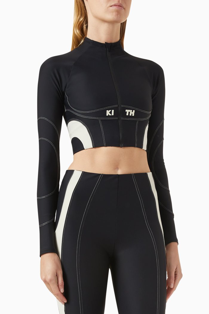 

Sora Track Zip Top in Double Knit, Black