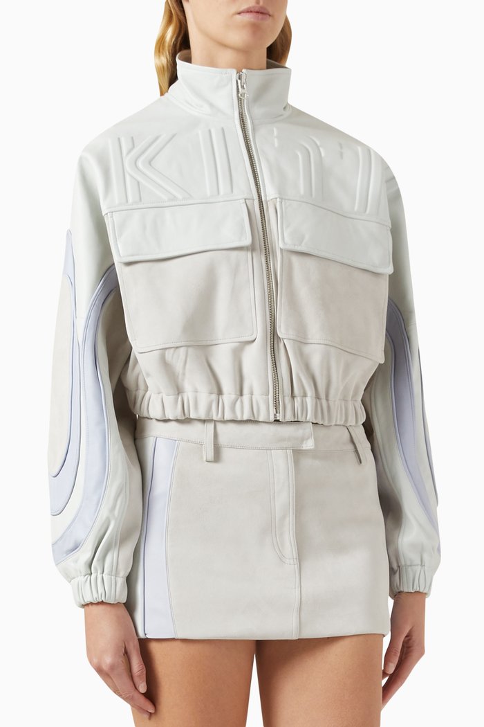 

Mei Track Bomber Jacket in Leather, Neutral