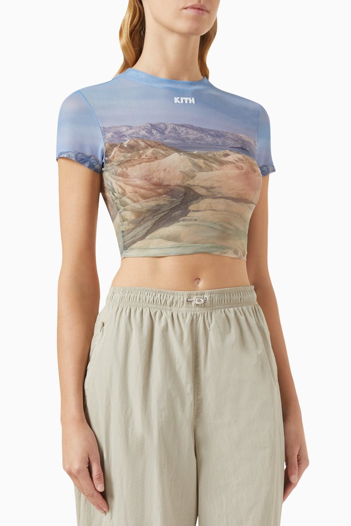 Desert Landscape Mulberry T-Shirt in Mesh, Blue