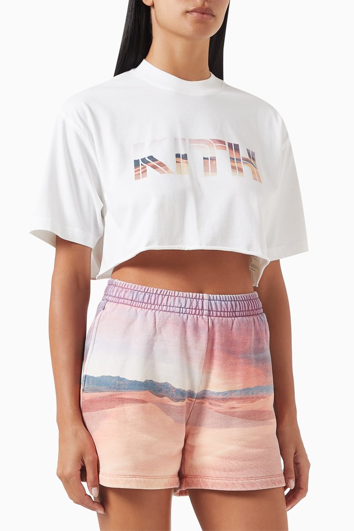 

Desert Sunset Jasper Crop T-shirt in Cotton, White