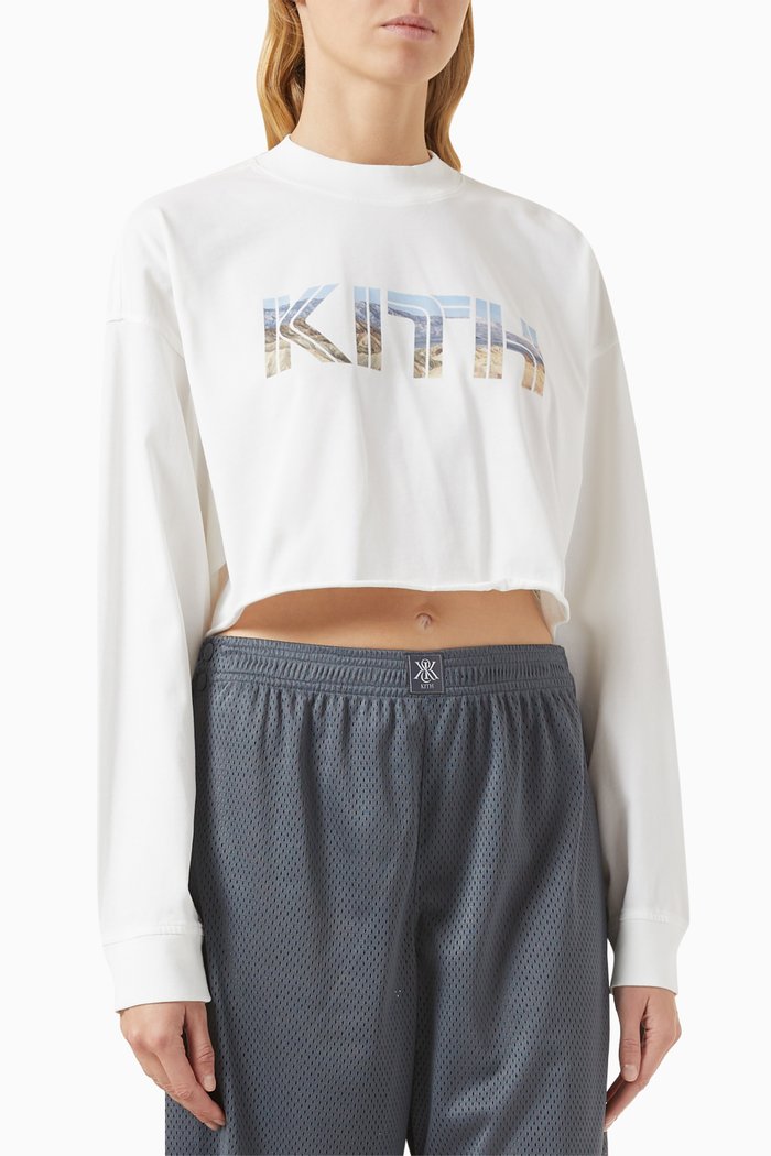 Desert Landscape Jasper Crop Sweatshirt in Cotton, White