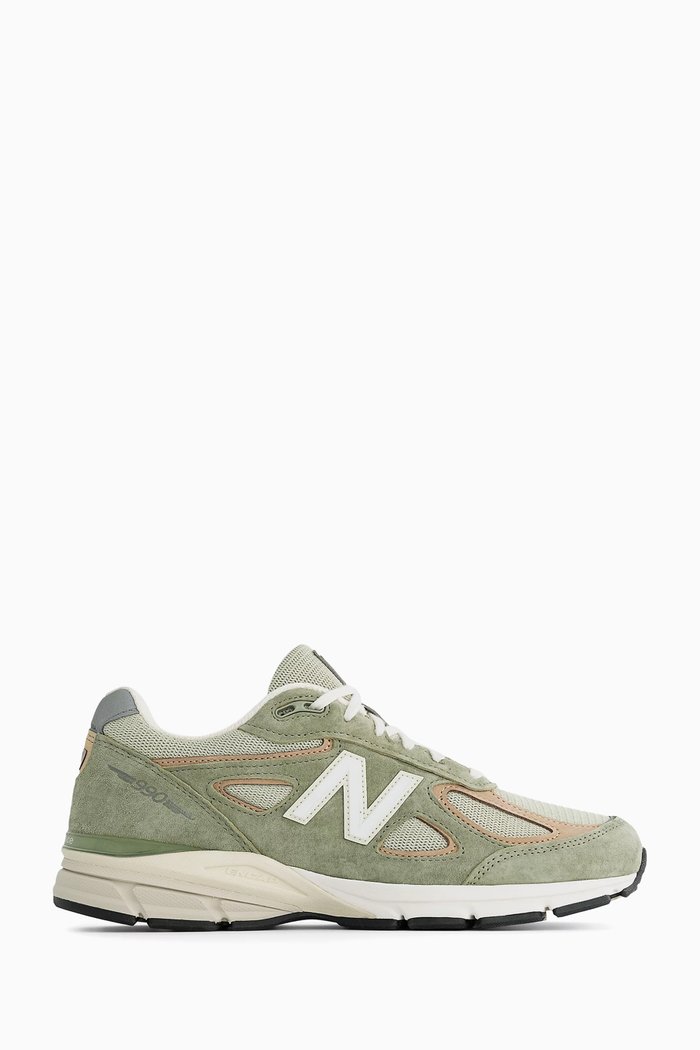 Made in USA 990v4 Sneakers in Suede & Mesh, Green