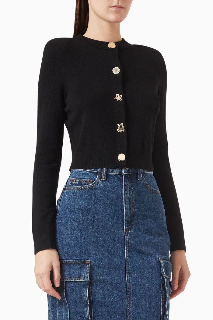

Button Cardigan in Cashmere-blend, Black