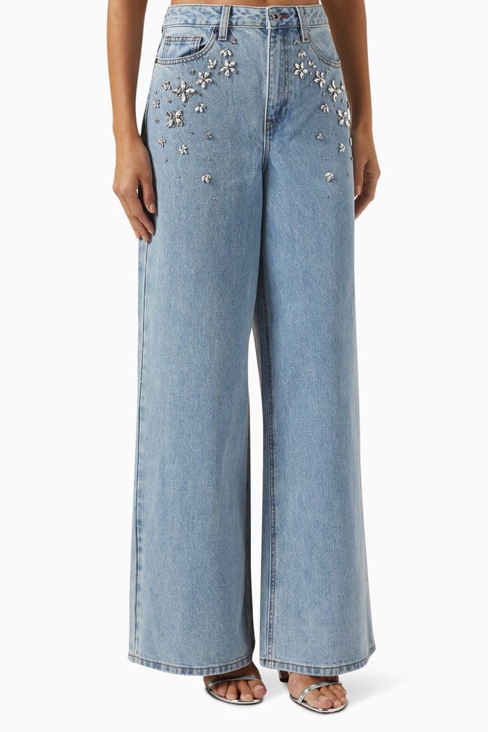 

Crystal-embellished Jeans in Denim, Blue