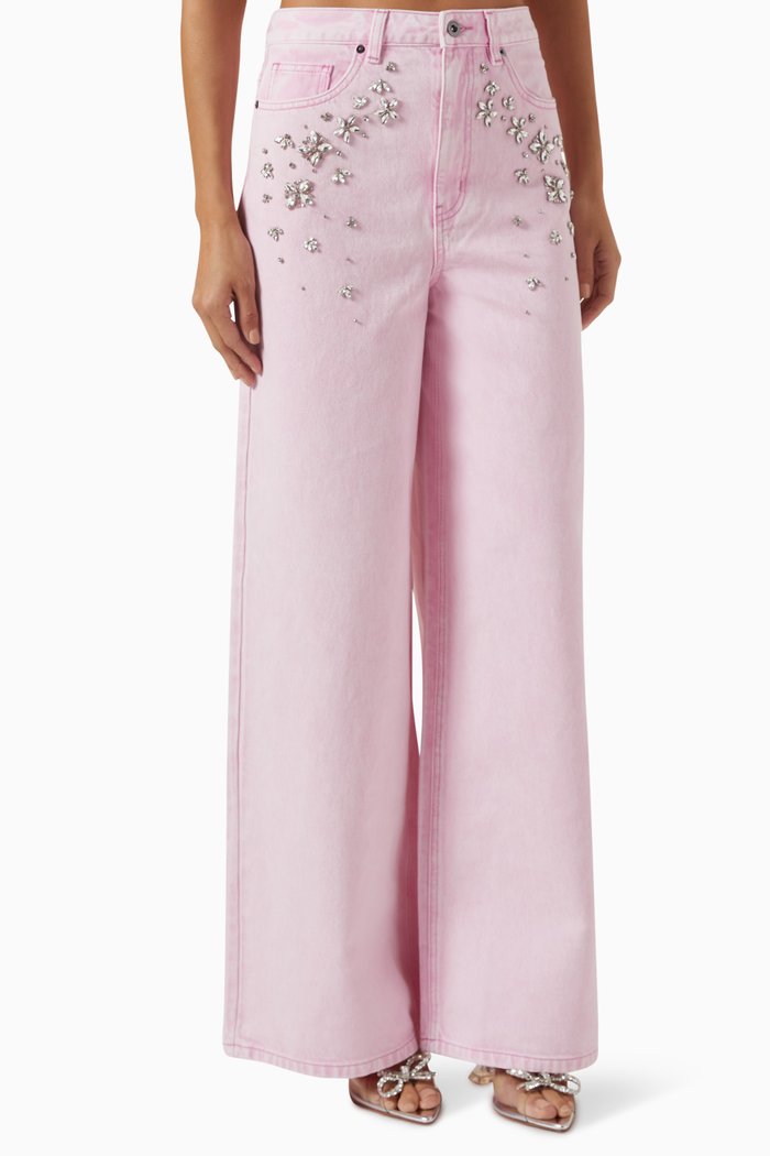 

Crystal-embellished Jeans in Denim, Pink