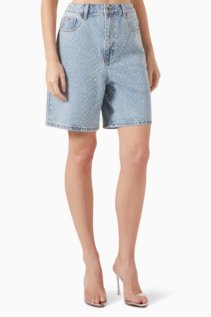 

Rhinestone Shorts in Denim, Blue