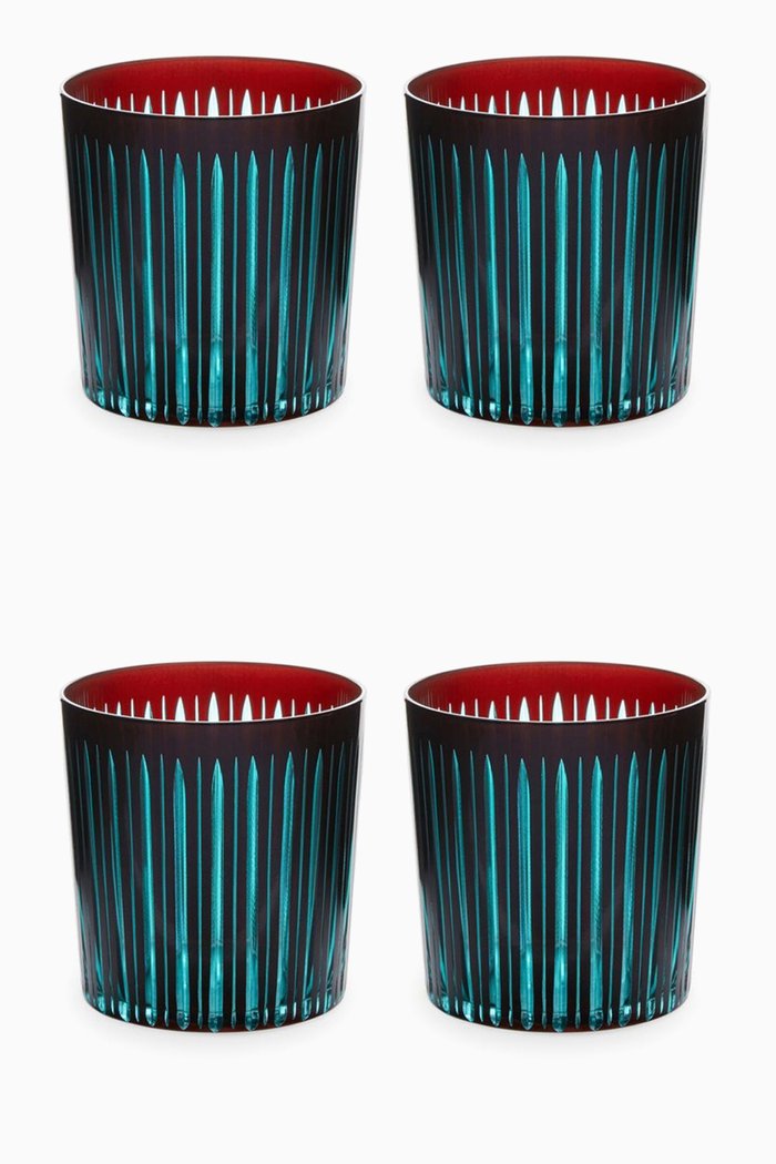 

Prism Double Old Fashioned Glasses, Set of 4, Blue