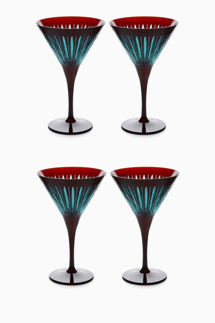 

Prism Martini Glasses, Set of 4, Blue