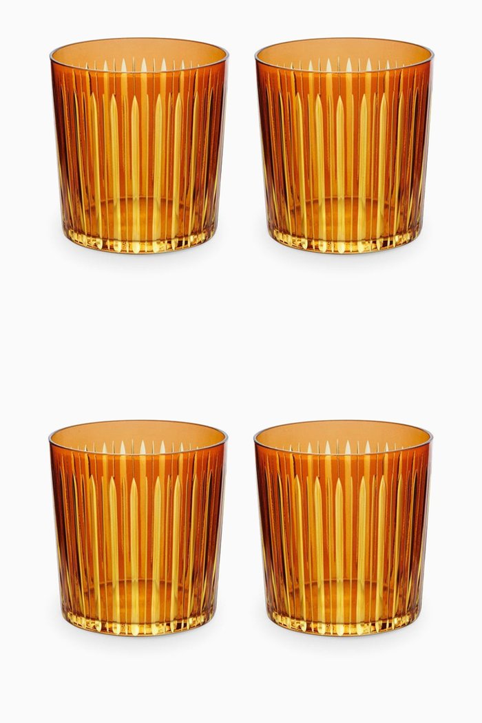 

Prism Double Old Fashioned Glasses, Set of 4, Orange