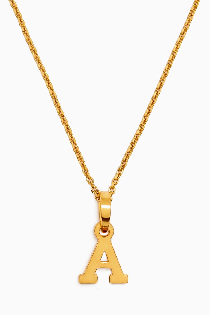 Letter 'A' Initials Pendant Necklace in 18kt Gold-plated Sterling Silver