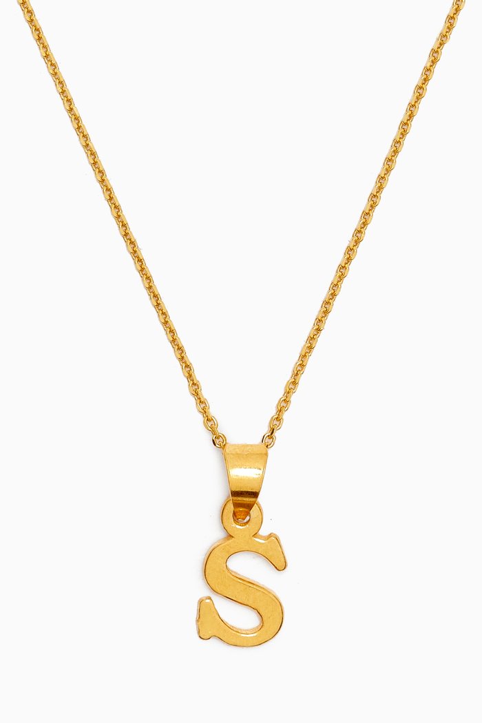 

Letter 'S' Initials Pendant Necklace in 18kt Gold-plated Sterling Silver