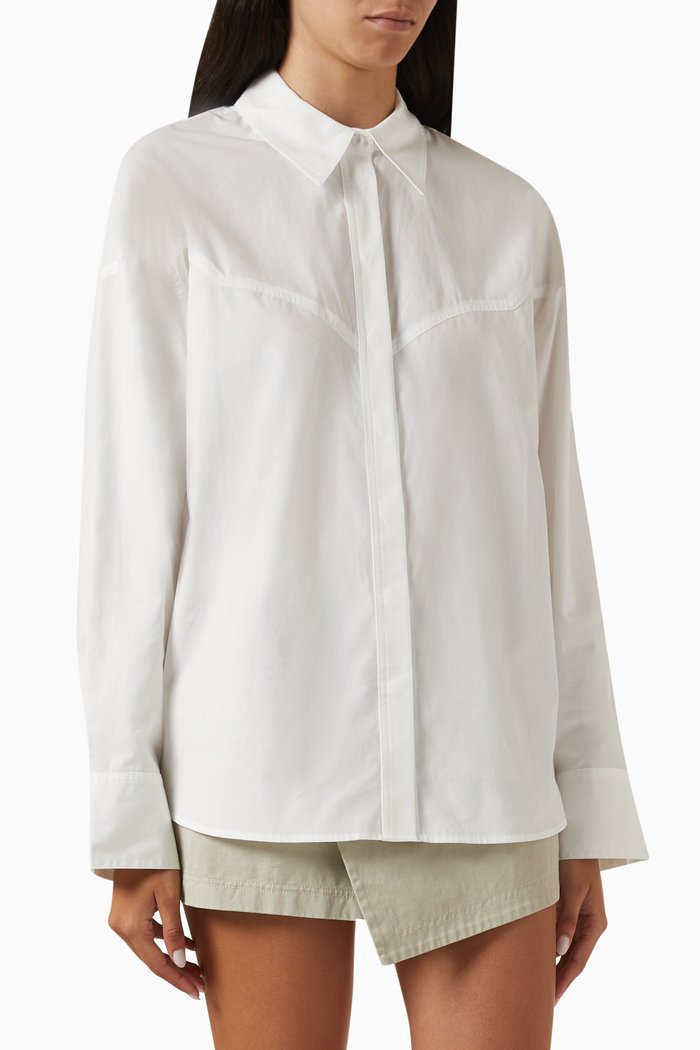 

Arlo Yoke Shirt in Cotton, White