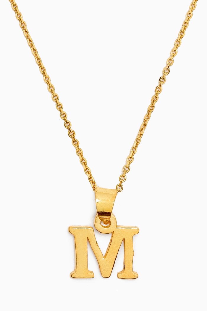 

Letter 'M' Initials Pendant Necklace in 18kt Gold-plated Sterling Silver