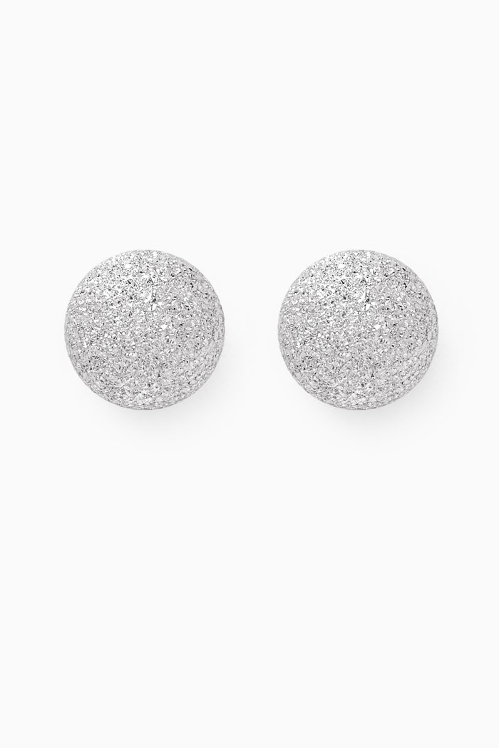 Twinkle Sphere Stud Earrings in 18kt White Gold, Silver